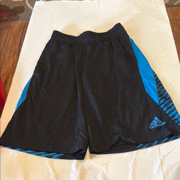 Adidas Black and Blue Athletic Performance Shorts - Picture 1 of 2